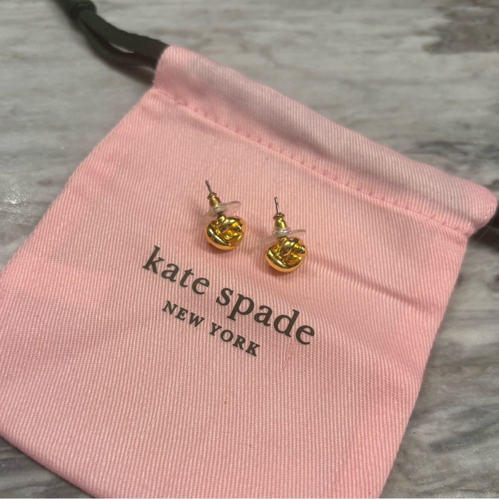 Kate Spade NY Sailor's Knot Gold Earrings w KS Jewelry Bag